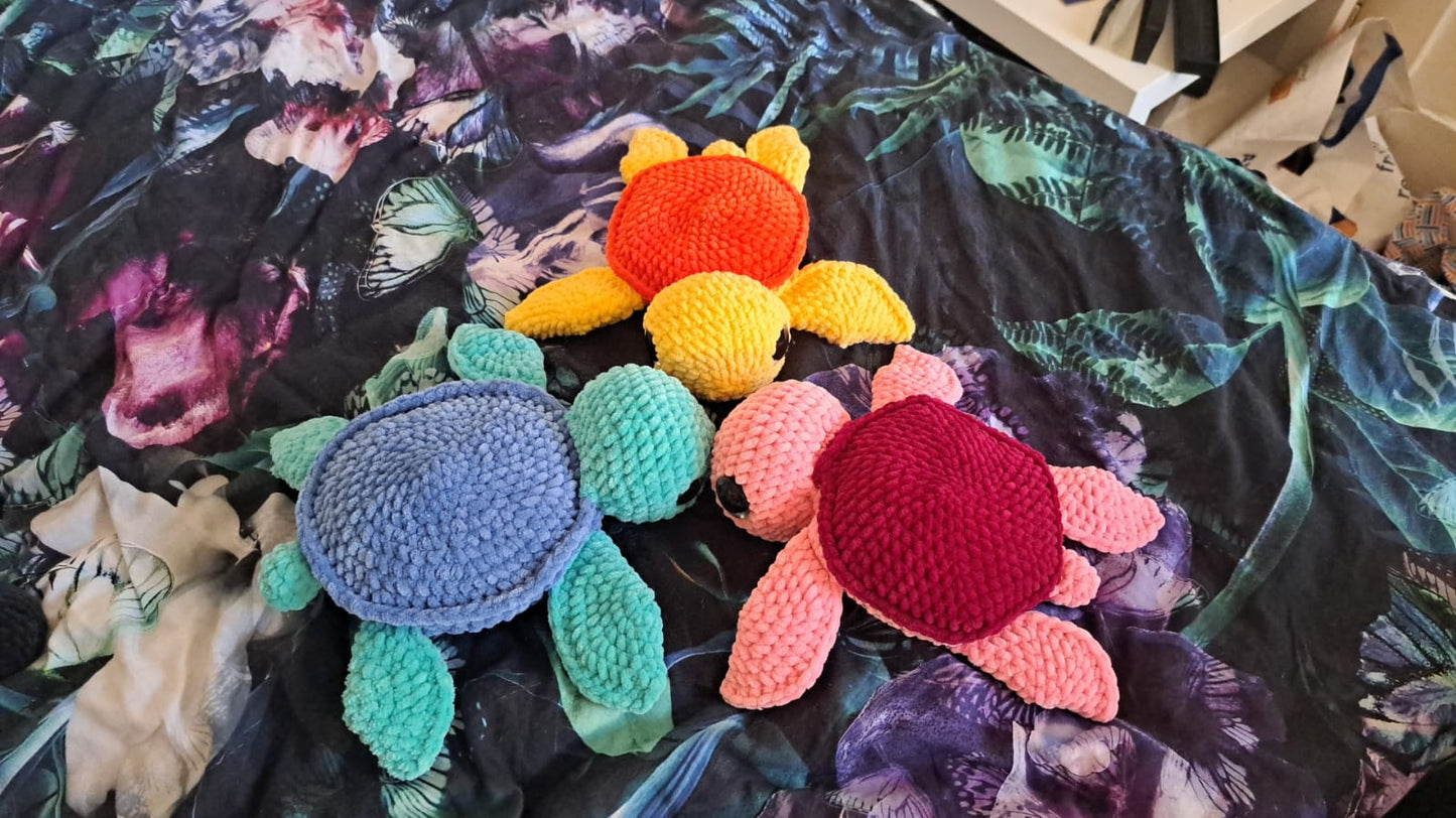 Cute Turtle Plushie - Amigurumi Toy - Medium Size, Handmade Soft Sea Turtle Stuffed Animal