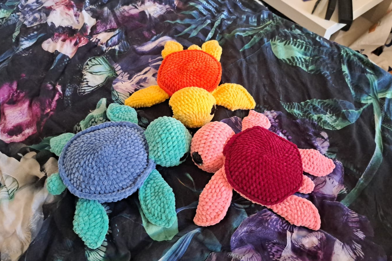 Cute Turtle Plushie - Amigurumi Toy - Medium Size, Handmade Soft Sea Turtle Stuffed Animal