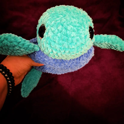 Cute Turtle Plushie - Amigurumi Toy - Medium Size, Handmade Soft Sea Turtle Stuffed Animal