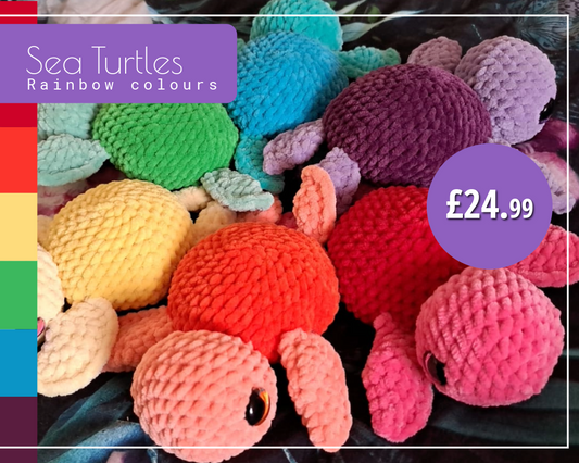 Cute Turtle Plushie Amigurumi Toys - Colours of the Rainbow - Small Size