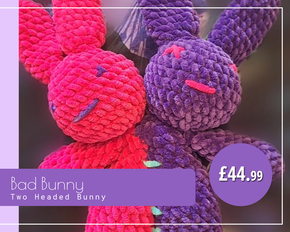 Bad Bunny - Two Headed Plushie Amigurumi Toy