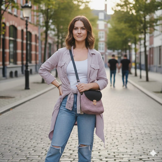 Handmade crocheted bag with shoulder strap