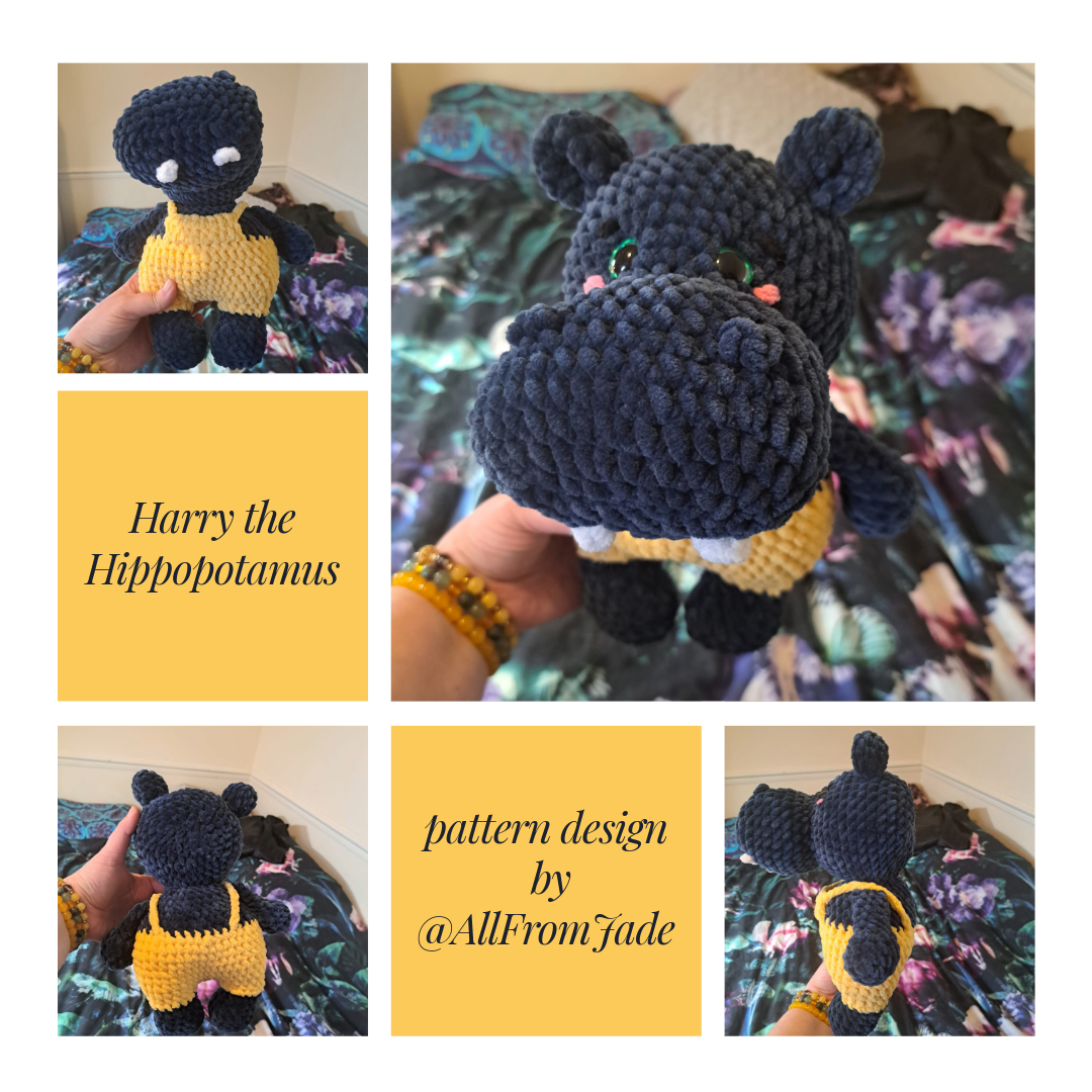 Harry the Hippopotamus Plushie Amigurumi Toy